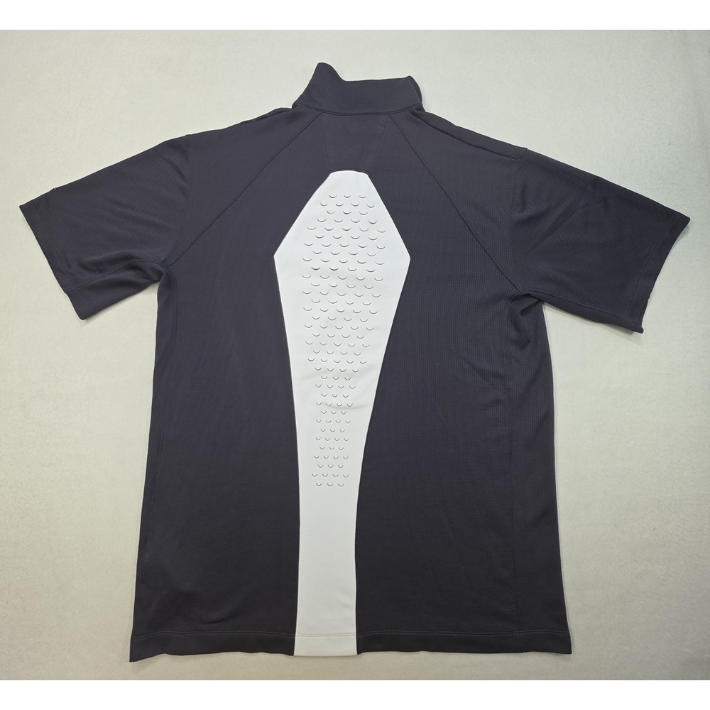Vintage Nike Golf Polo Shirt Mens XL FISH SCALES BACK VENT Gray White  1/4 Zip